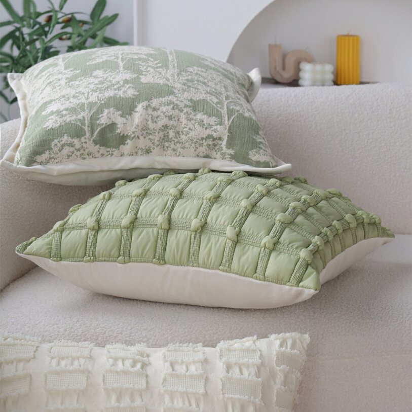 18"x18" Square Throw Pillow | Textured Woven Jacquard Design | Soft Polyester Cushion Cover | 2 Insert Options | Available in Neutral & Bold Colors