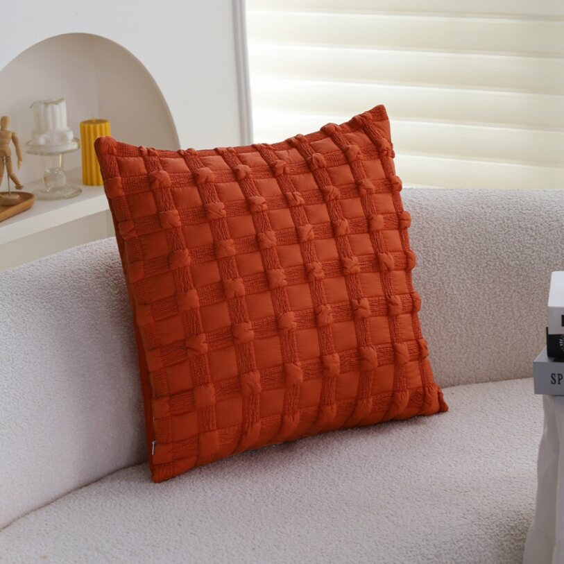 18"x18" Square Throw Pillow | Textured Woven Jacquard Design | Soft Polyester Cushion Cover | 2 Insert Options | Available in Neutral & Bold Colors