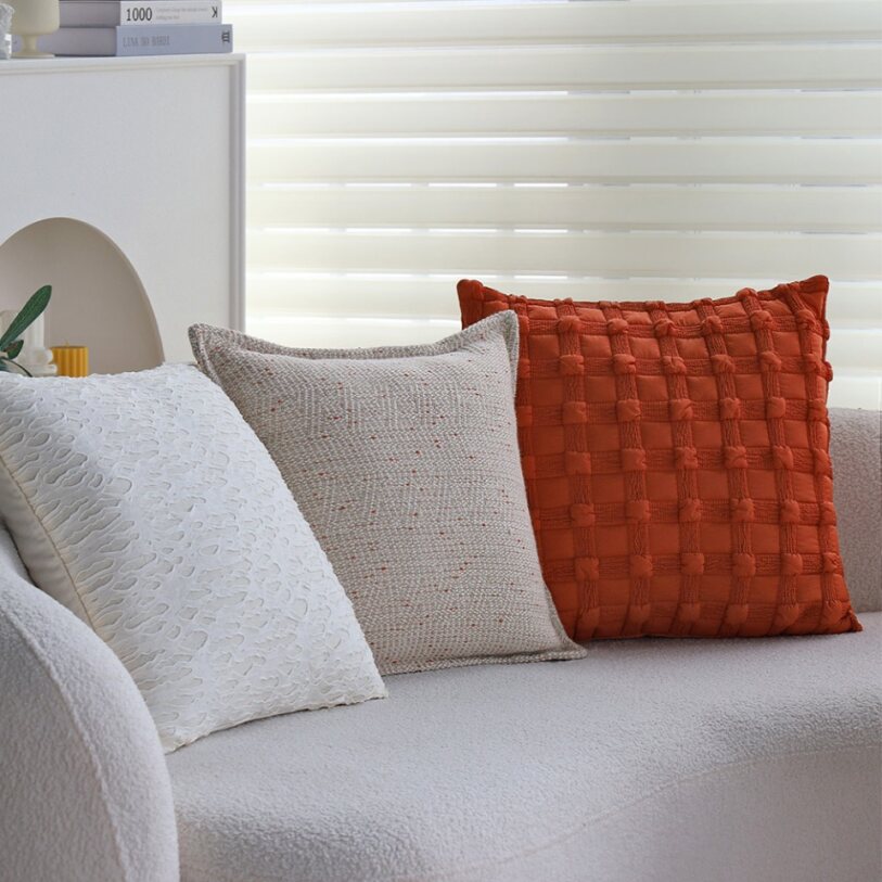 18"x18" Square Throw Pillow | Textured Woven Jacquard Design | Soft Polyester Cushion Cover | 2 Insert Options | Available in Neutral & Bold Colors