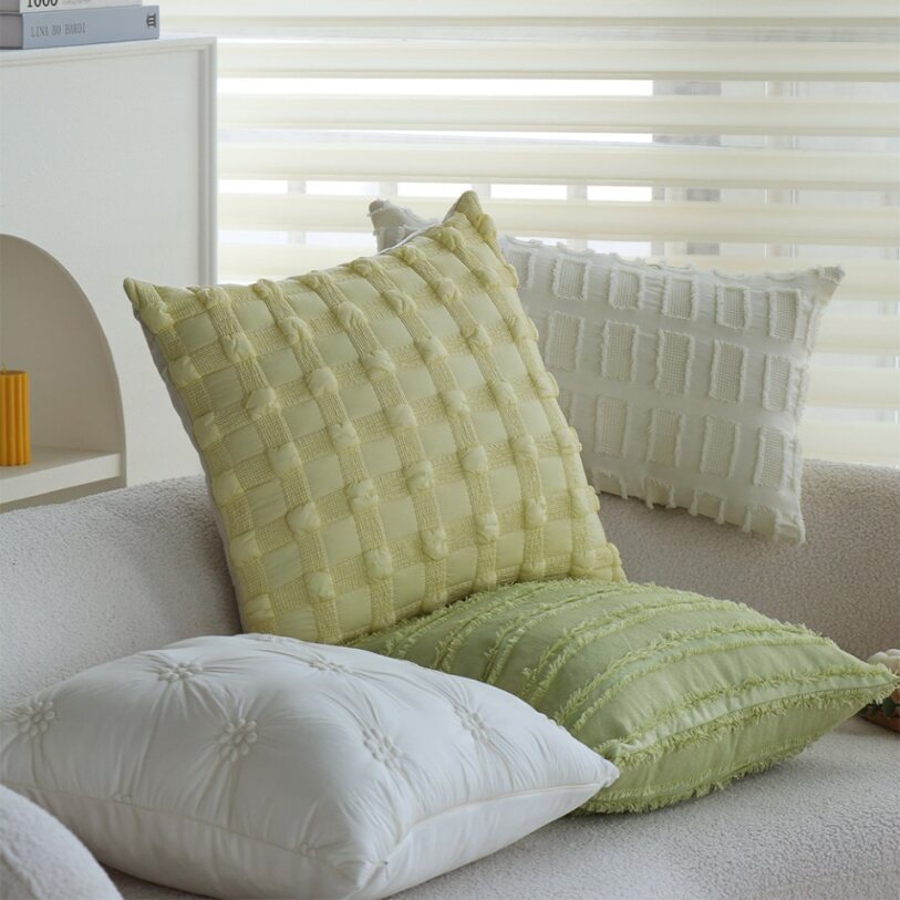 18"x18" Square Throw Pillow | Textured Woven Jacquard Design | Soft Polyester Cushion Cover | 2 Insert Options | Available in Neutral & Bold Colors