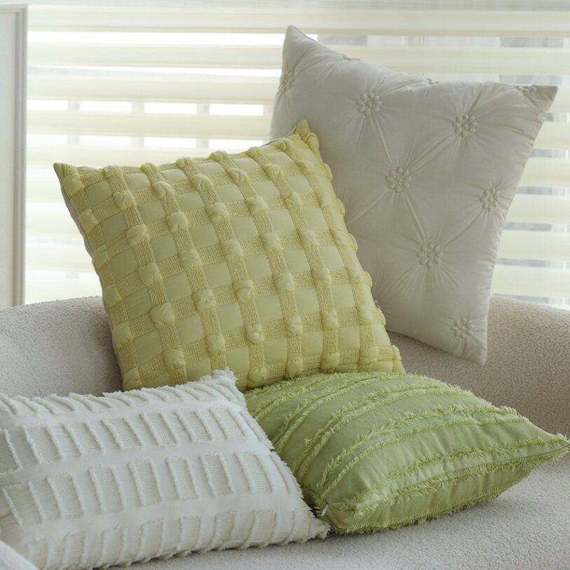 18"x18" Square Throw Pillow | Textured Woven Jacquard Design | Soft Polyester Cushion Cover | 2 Insert Options | Available in Neutral & Bold Colors