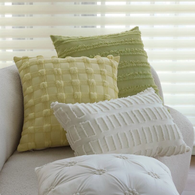 18"x18" Square Throw Pillow | Textured Woven Jacquard Design | Soft Polyester Cushion Cover | 2 Insert Options | Available in Neutral & Bold Colors