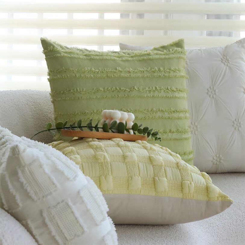 18"x18" Square Throw Pillow | Textured Woven Jacquard Design | Soft Polyester Cushion Cover | 2 Insert Options | Available in Neutral & Bold Colors