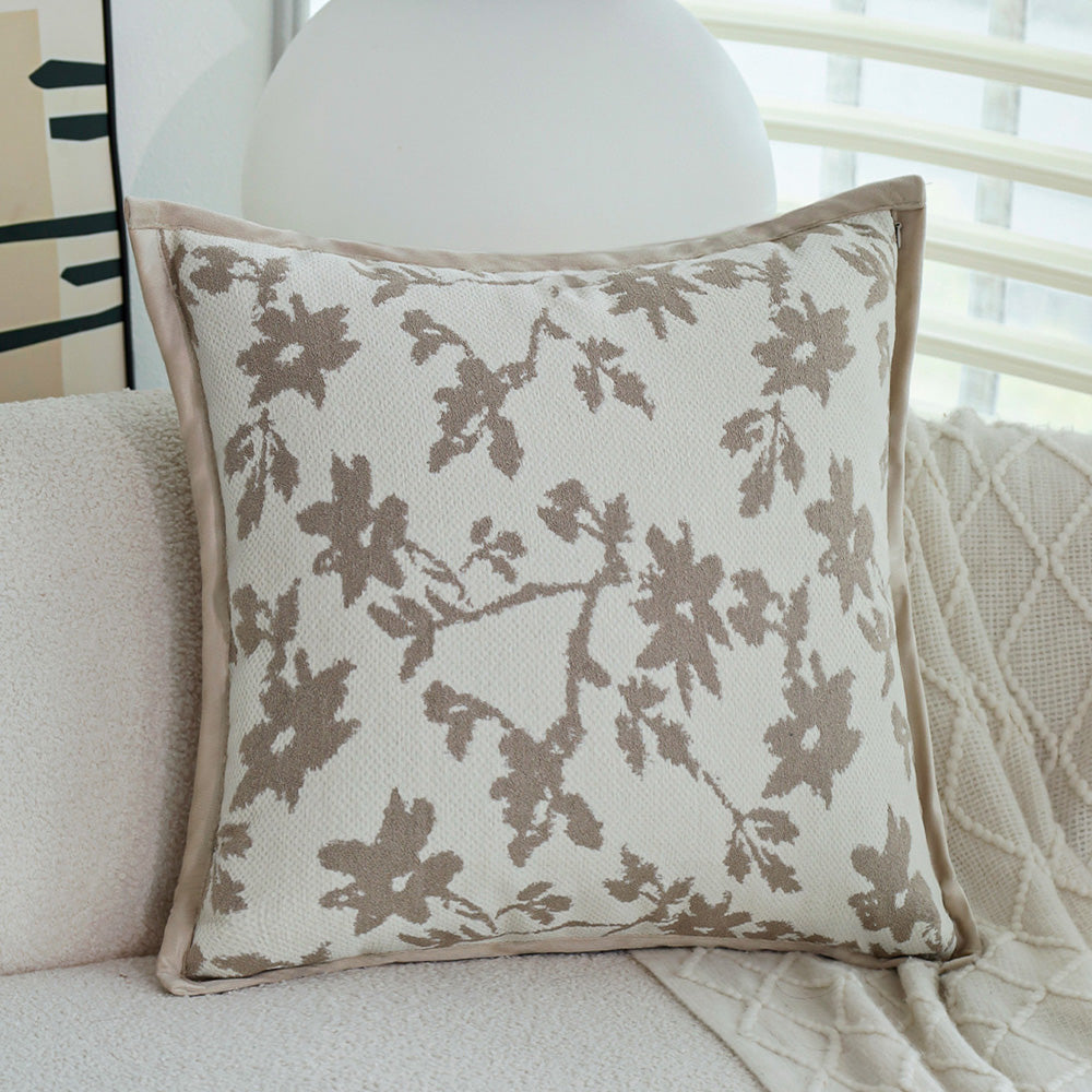 18" x18" Square Throw Pillow Jacquard Floral Chenille  2 sizes of  Insert options