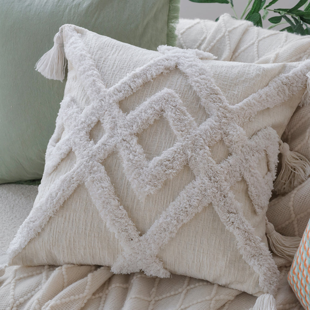 18"x 18" Square Throw Pillow Textured Chenille Boho with 450g Insert  pack of one