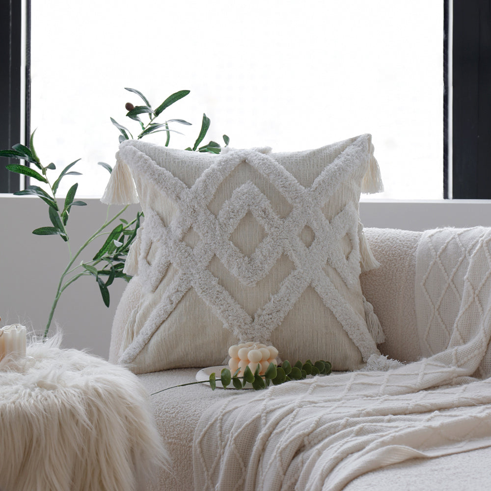 18"x 18" Square Throw Pillow Textured Chenille Boho with 450g Insert  pack of one