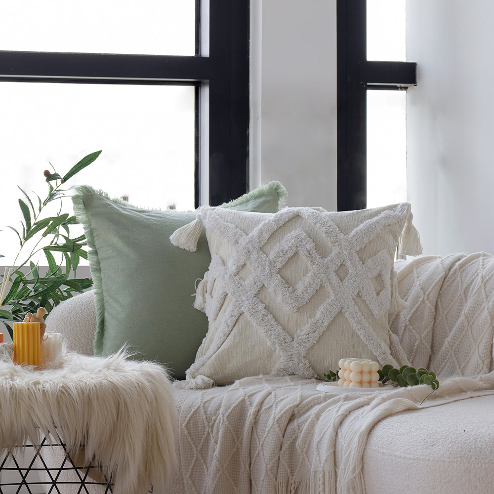 18"x 18" Square Throw Pillow Textured Chenille Boho with 450g Insert  pack of one