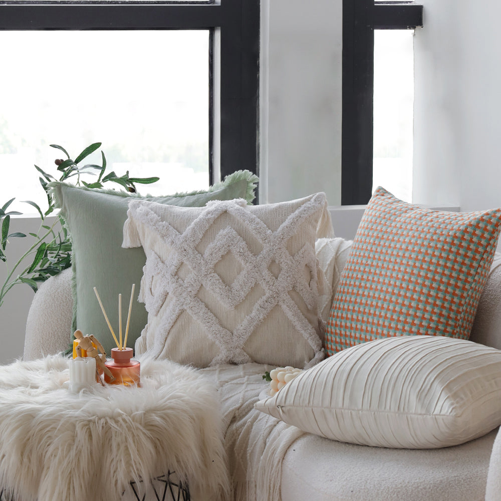 18"x 18" Square Throw Pillow Textured Chenille Boho with 450g Insert  pack of one