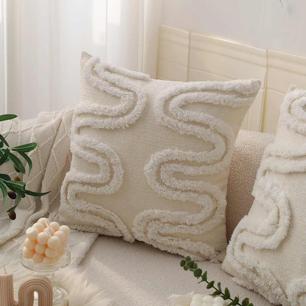 18"x 18" Square Throw Pillow Textured Chenille Boho with 450g Insert  pack of one