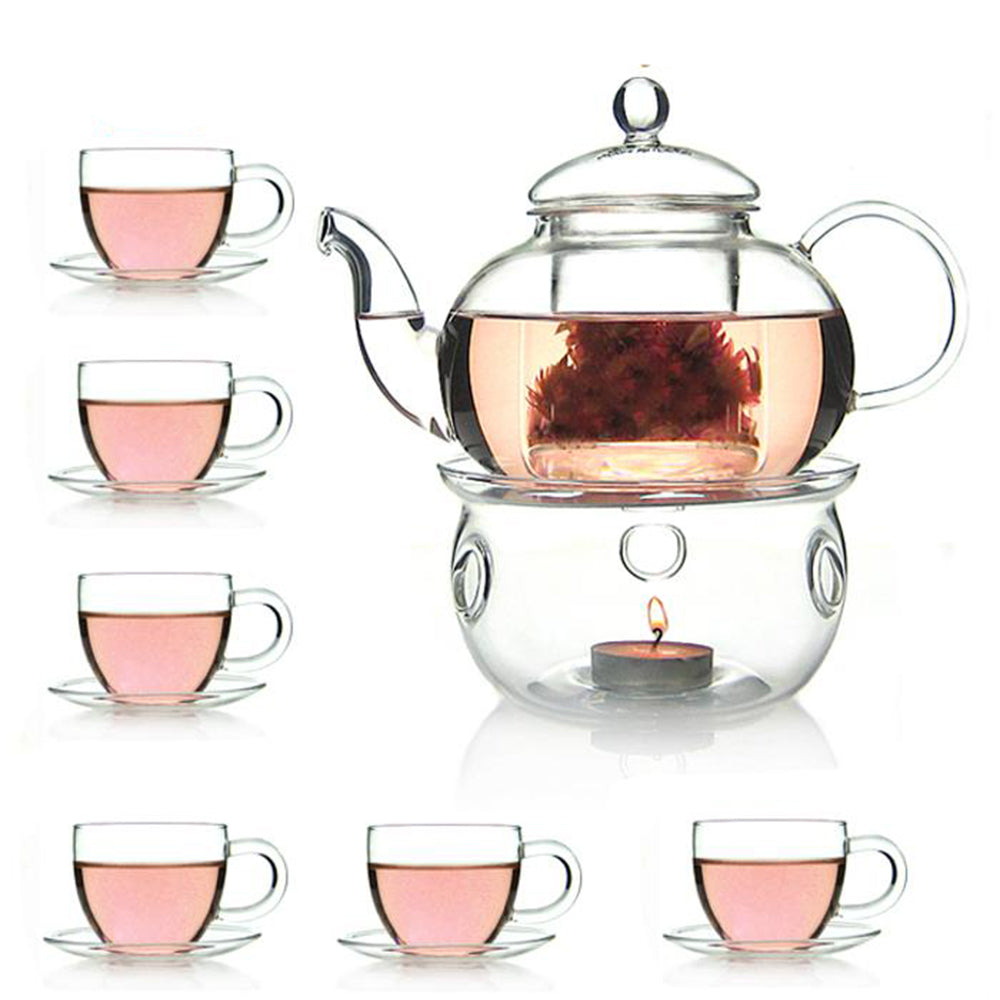 SET of Teapot with infuser + warmer and 6 single layer cups with cup placers