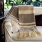 Camel Stripes Wool Blend Blanket