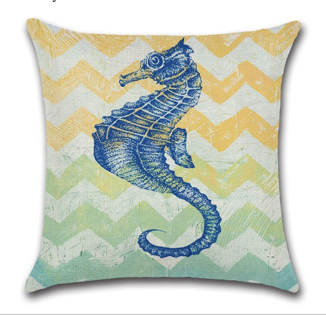 Set of 2 Square Cloth Throw Pillow Covers Ocean themes 18"x18"(With or Without Inserts)