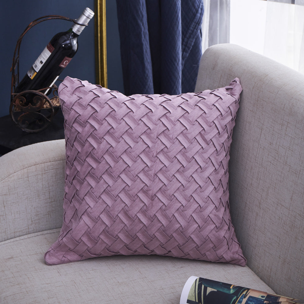 20''x20'' 3d basketweave velvet throw pillow | 7 colors textured woven-look design | elegant modern accent | insert included