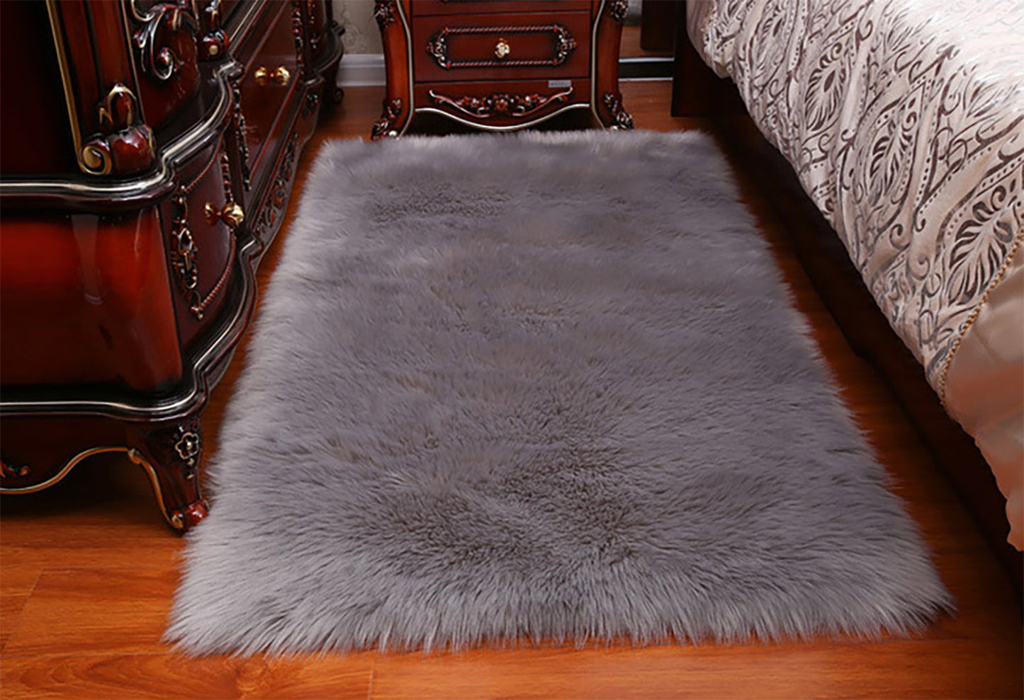 Thicken Faux Fur Rugs Plush Carpet area rug options of 4 colors 3 sizes