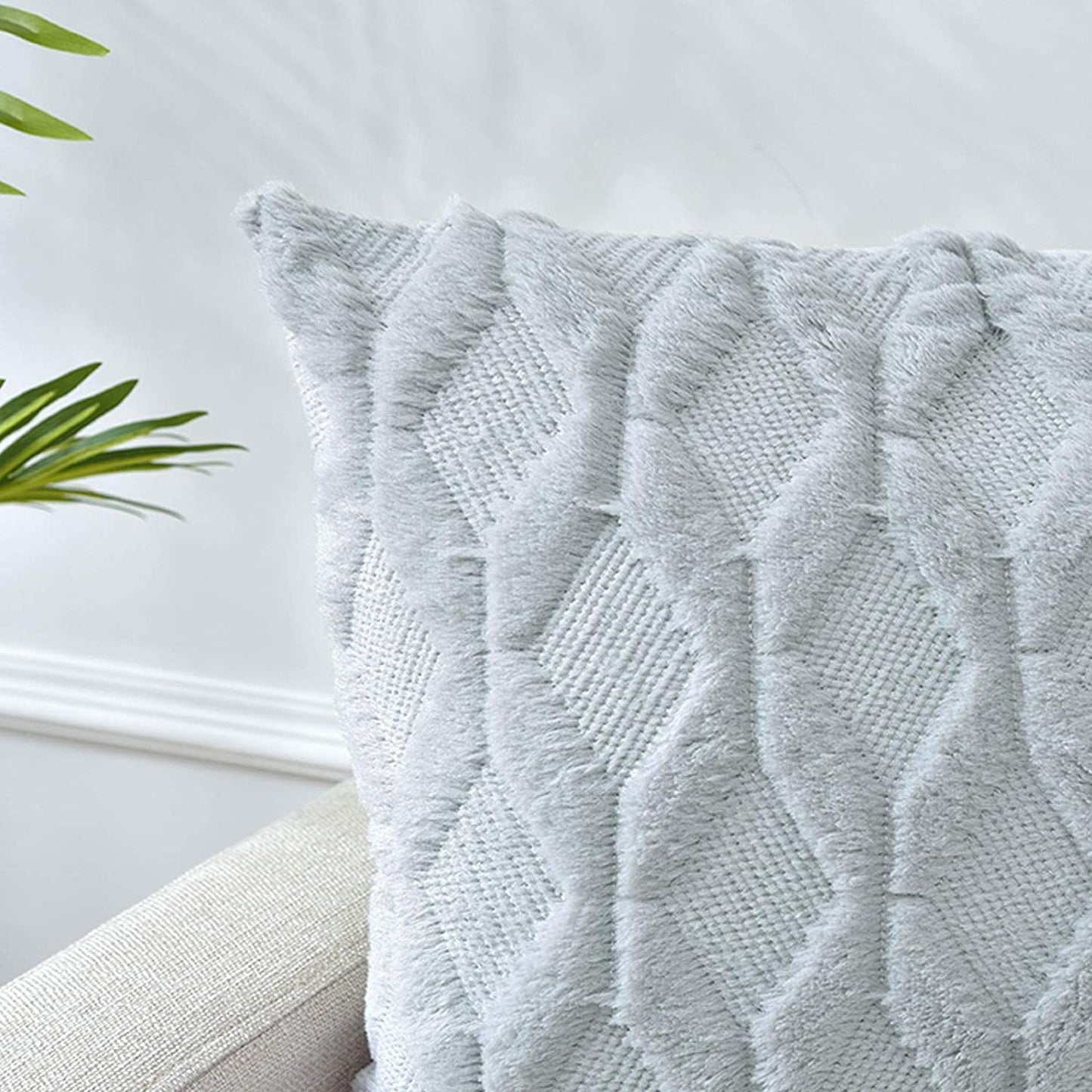 18"x18" tufted diamond plush throw pillow | 12 colors soft faux fur texture | modern geometric accent | insert included