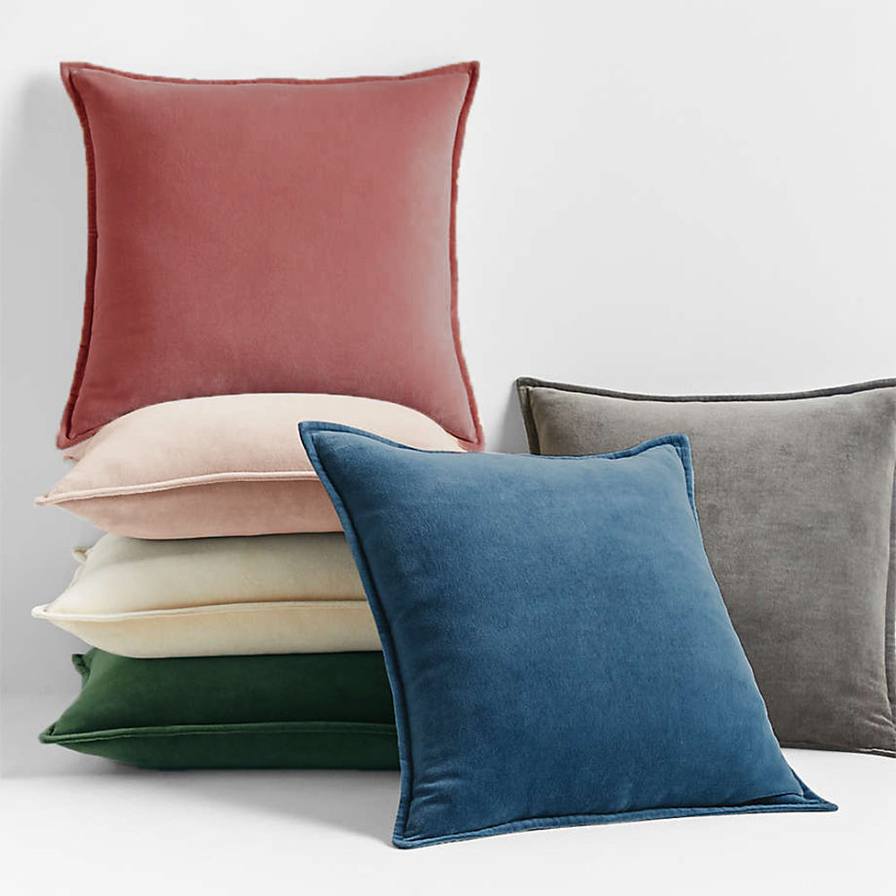 Square Cotton Velvet Pillow (With/Without Inserts) size 18"x18" set of 2 and 18 colors