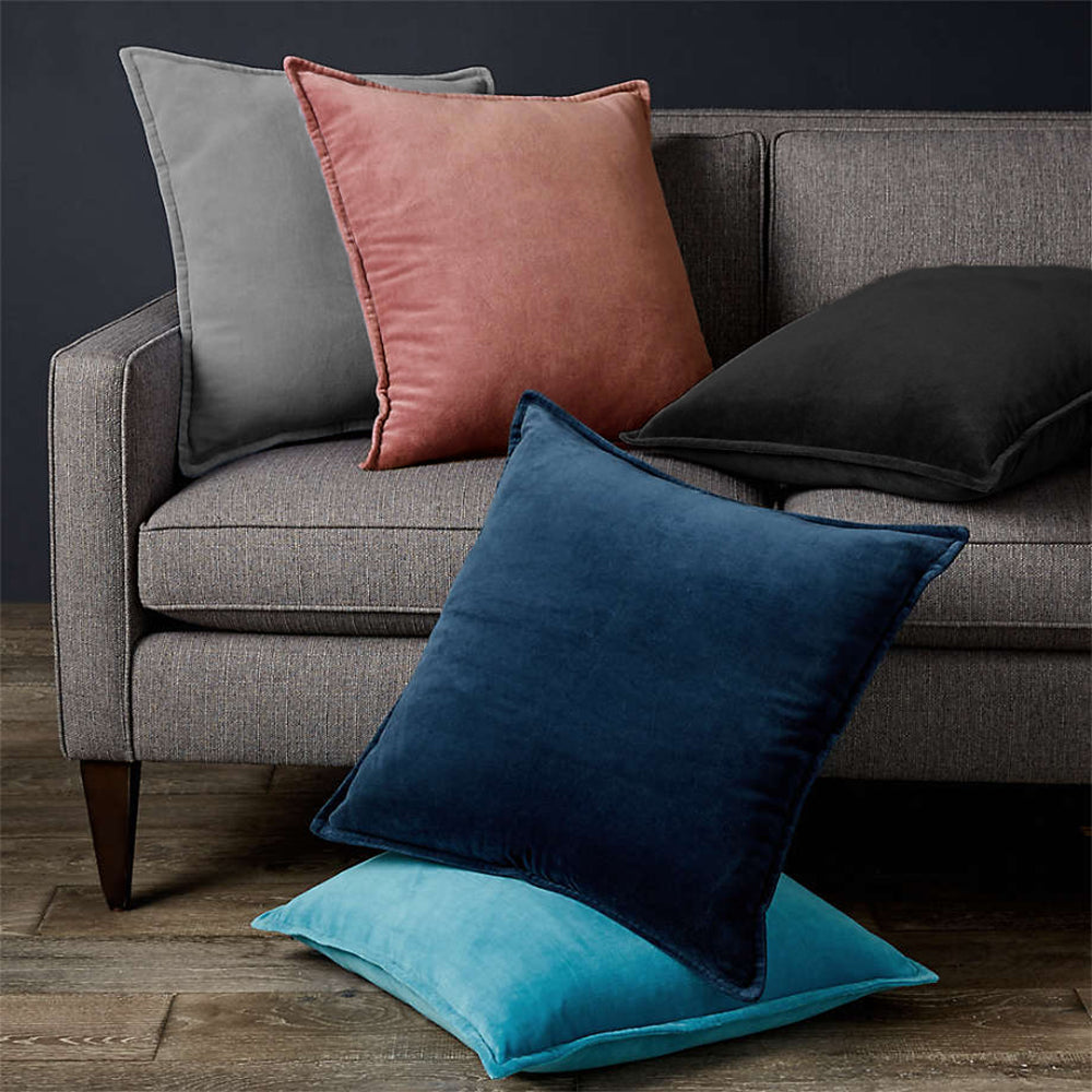 Square Cotton Velvet Pillow (With/Without Inserts) size 18"x18" set of 2 and 18 colors
