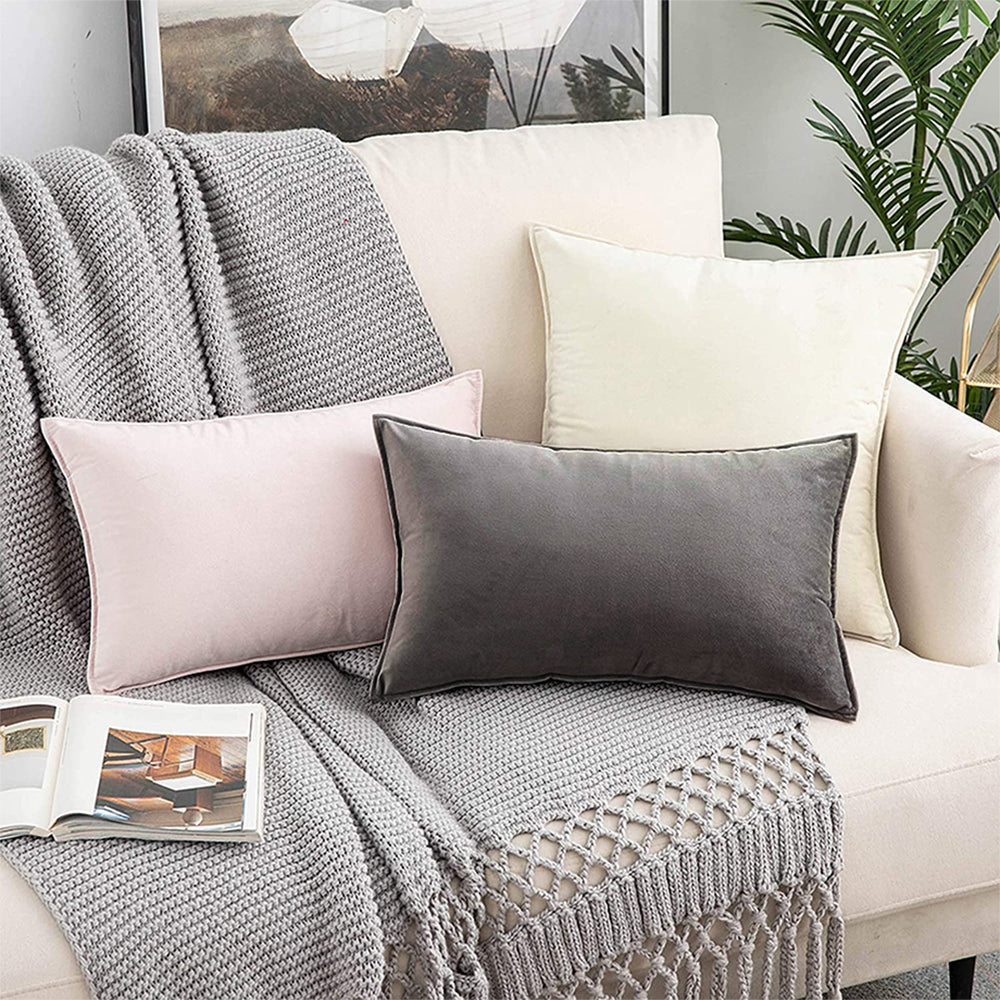 Square Cotton Velvet Pillow (With/Without Inserts) 20x20 inches, pack of 2 throw pillows