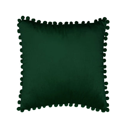 20''x20'' velvet pom-pom throw pillow | 7 colors   soft & playful ball trim design | fun couch & bedroom accent | insert included