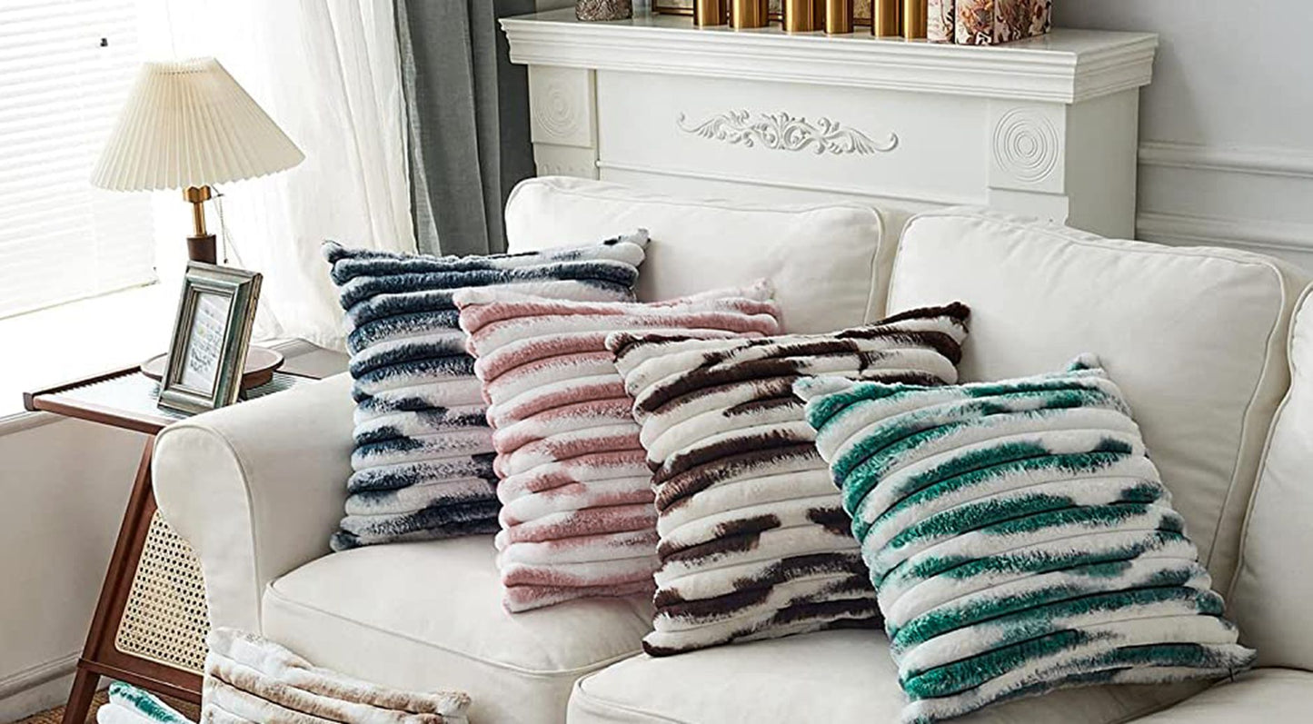 Set of 4 polyester blends well square throw pillow covers with inserts options (reversible sides) size 18"x18"