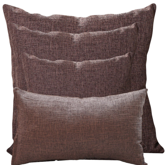 4pcs of brown 4 sizes Combo Throw Pillow Covers With Inserts combined with 12"x20", 18"x18", 20"x20" and 22"x22"