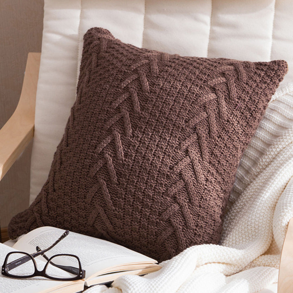 Knitted Cozy Home Decoration Throw Pillow (With or Without 450g Insert) 18"x18"