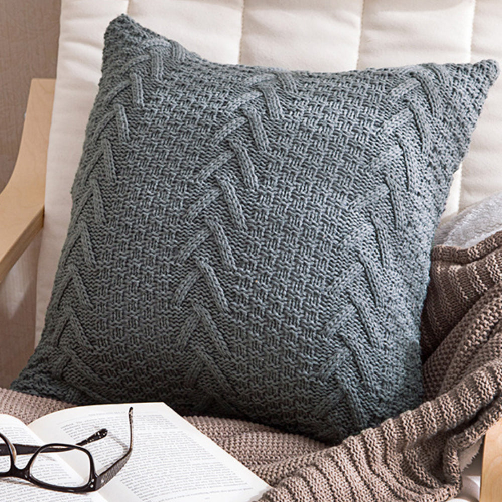 Knitted Cozy Home Decoration Throw Pillow (With or Without 450g Insert) 18"x18"