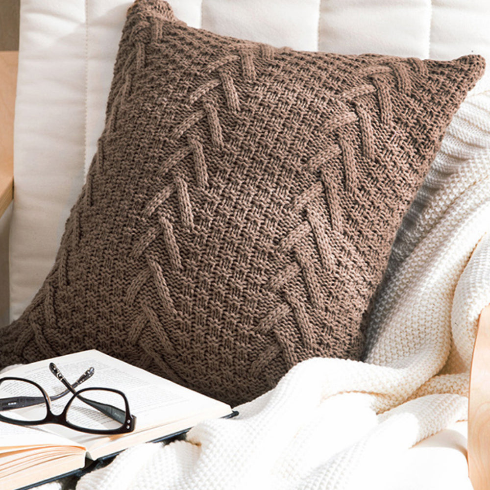 Knitted Cozy Home Decoration Throw Pillow (With or Without 450g Insert) 18"x18"