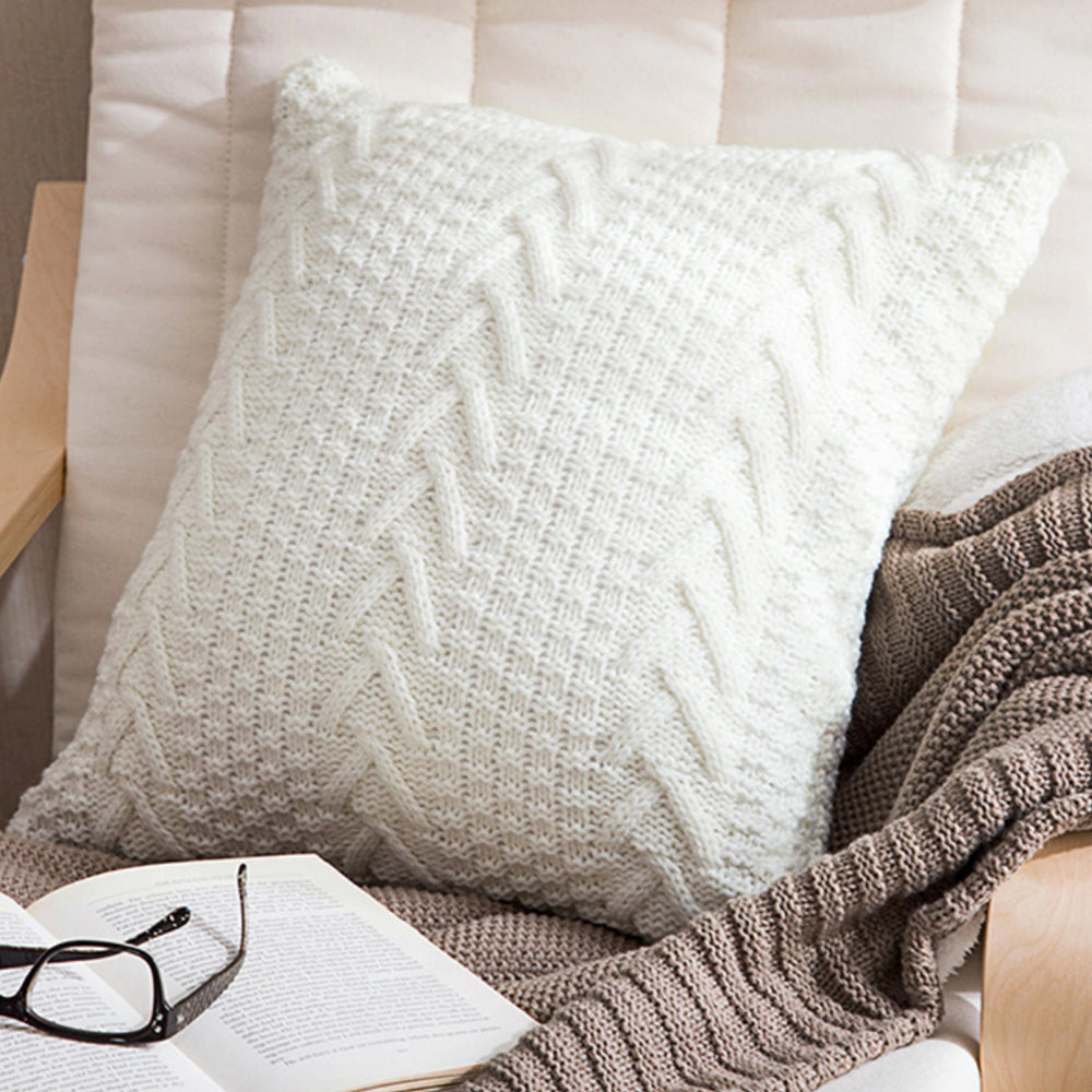 18"x 18" Square Throw Pillow | Textured Chenille Boho Cushion | 2 Insert Sizes Available + Neutral Color Choices