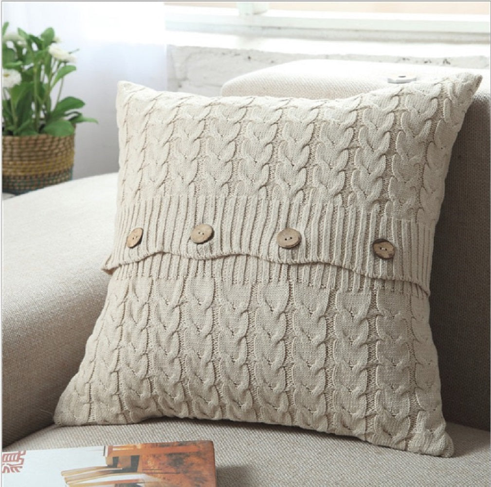 Knitted Cozy Home Decoration Throw Pillow (With or Without 450g Insert) 18"x18"
