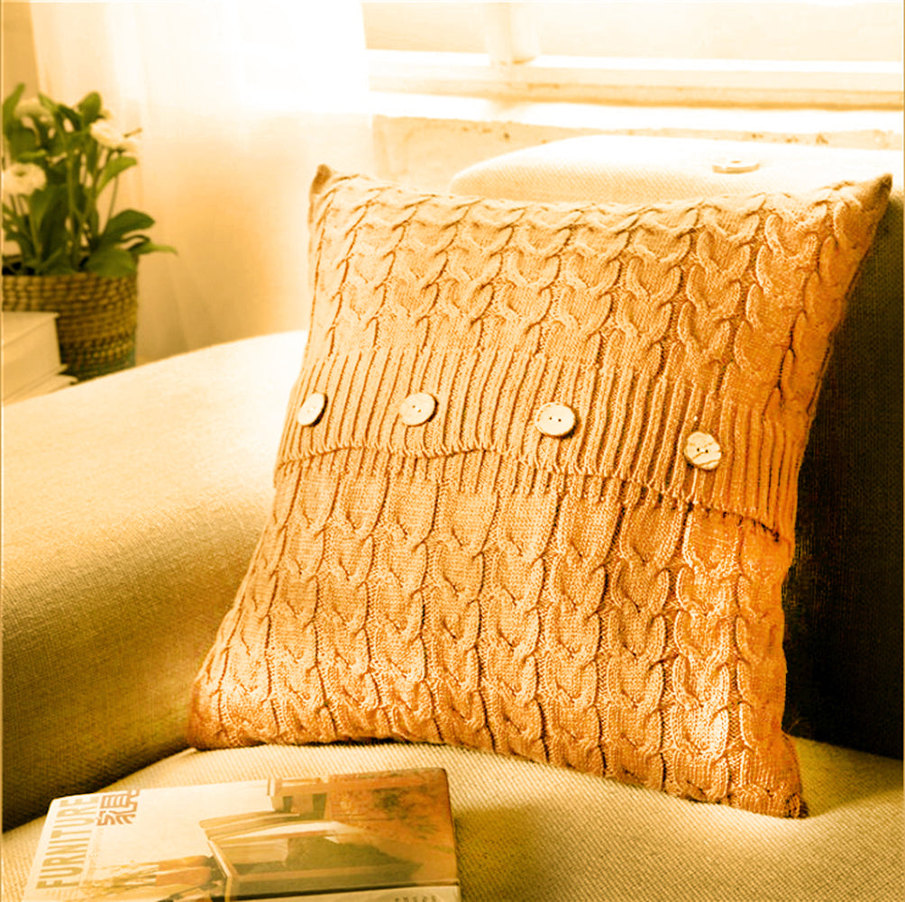 Knitted Cozy Home Decoration Throw Pillow (With or Without 450g Insert) 18"x18"