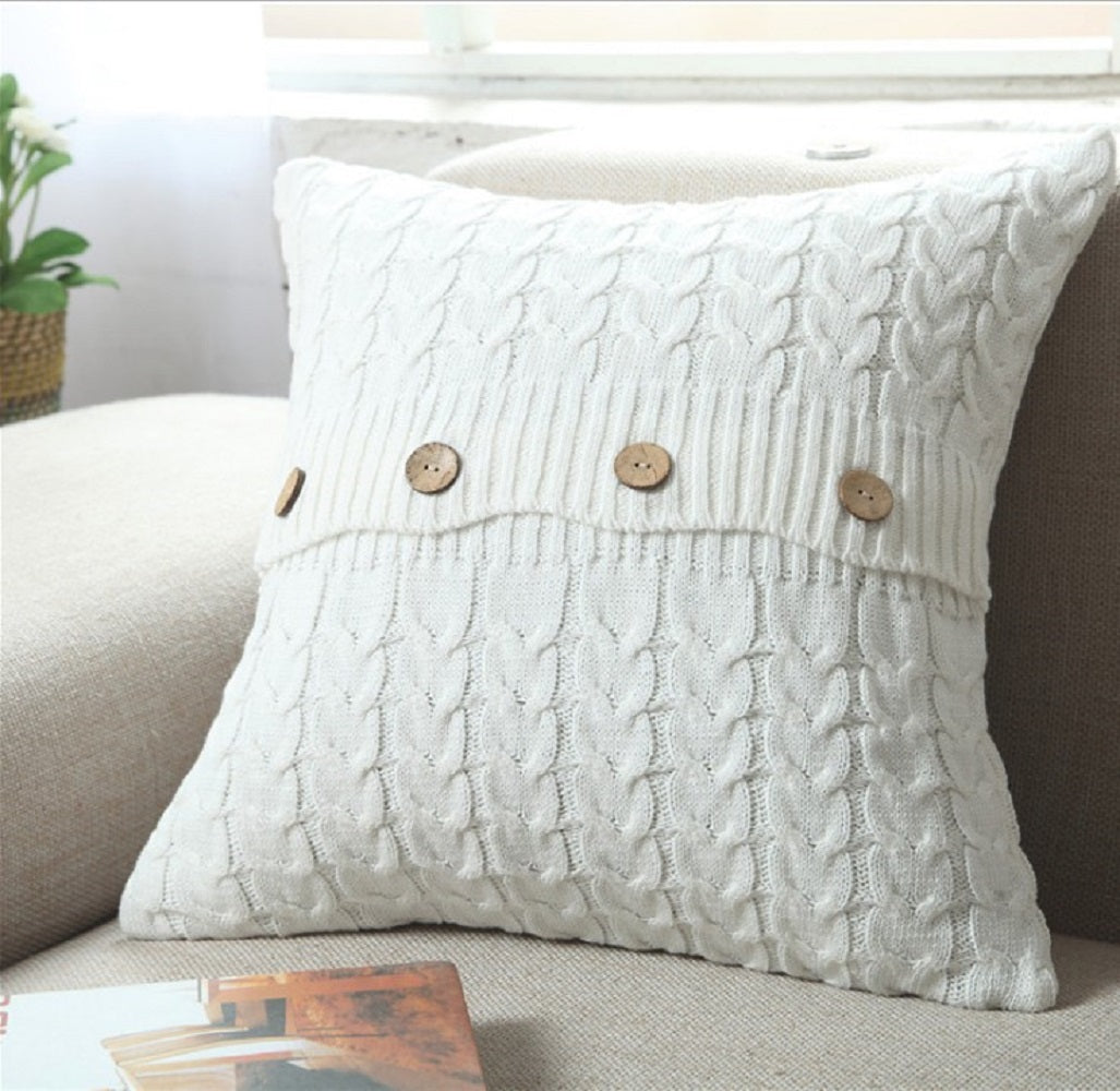 Knitted Cozy Home Decoration Throw Pillow (With or Without 450g Insert) 18"x18"