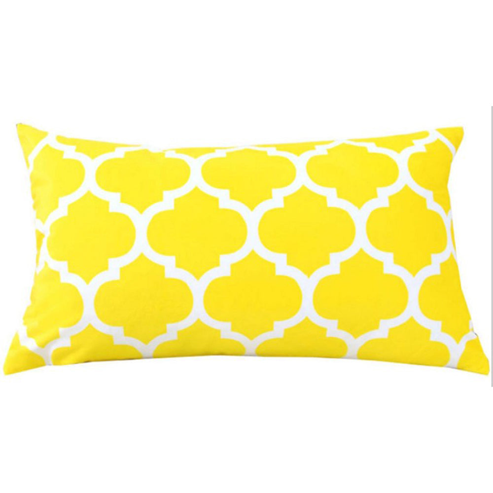 Geometric Polyester Blend Lumbar Throw Pillow (With/ Without Insert) size 12"x20"