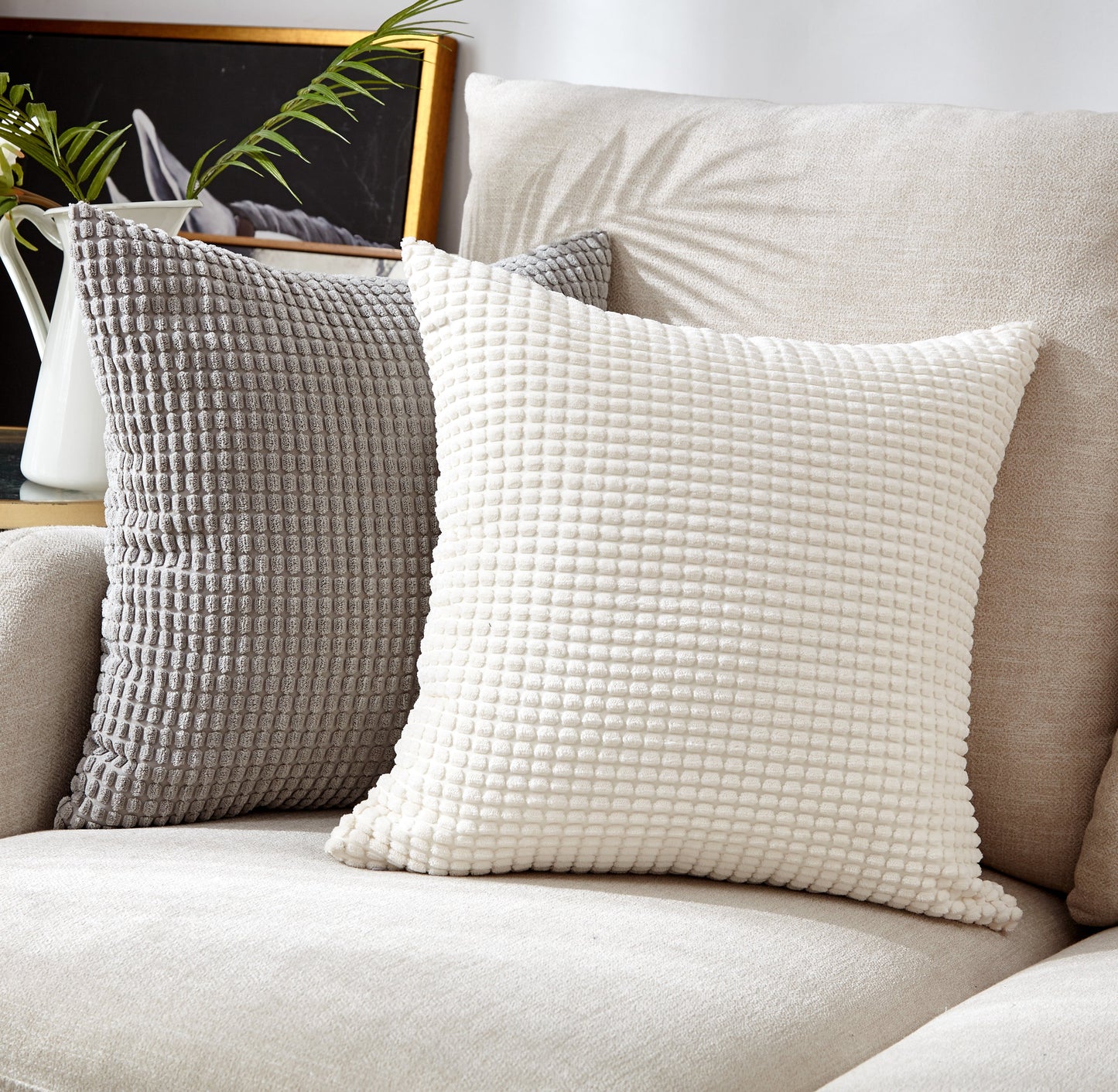 Set of 2 Throw Pillow Covers AMD Inserts black/white or gray/white 3 sizes to choose from