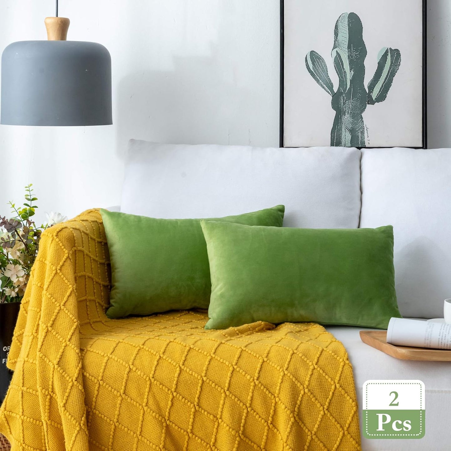 12"x20" luxury velvet lumbar support throw pillow | 7 vibrant colors |330g  insert included