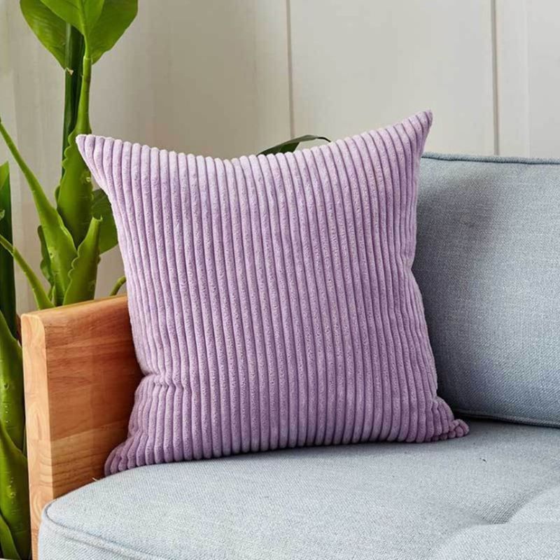 18''x18'' corduroy stripe throw pillow | 10 colors soft textured wide wale design | cozy modern accent | insert included