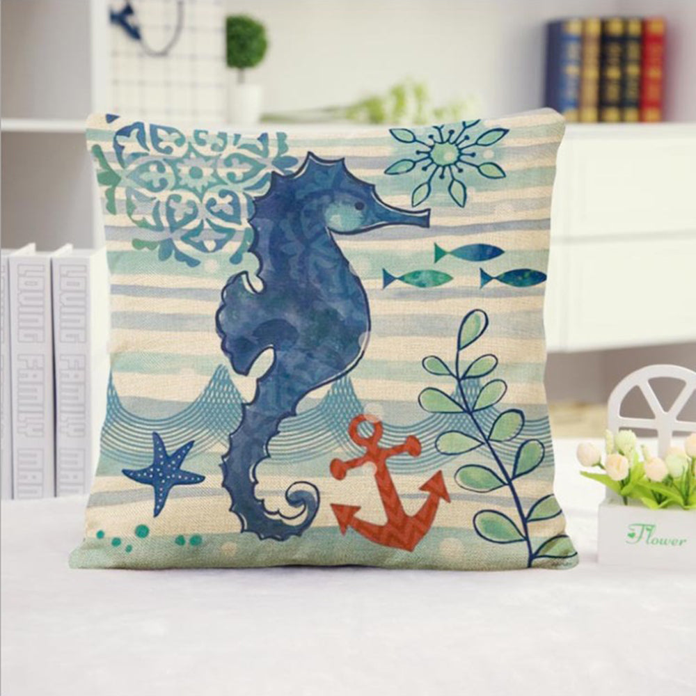 Set of 2 Square Cloth Throw Pillow Covers Ocean themes 18"x18"(With or Without Inserts)