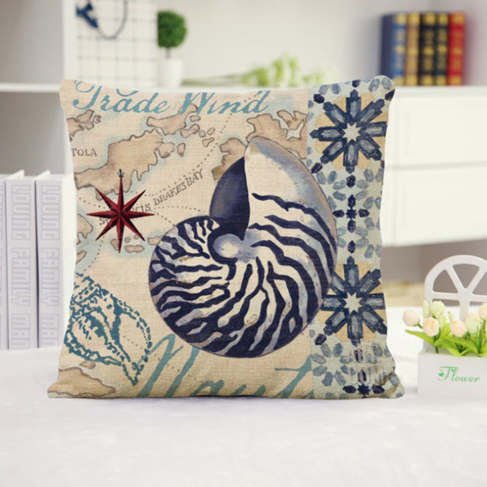Set of 2 Square Cloth Throw Pillow Covers Ocean themes 18"x18"(With or Without Inserts)