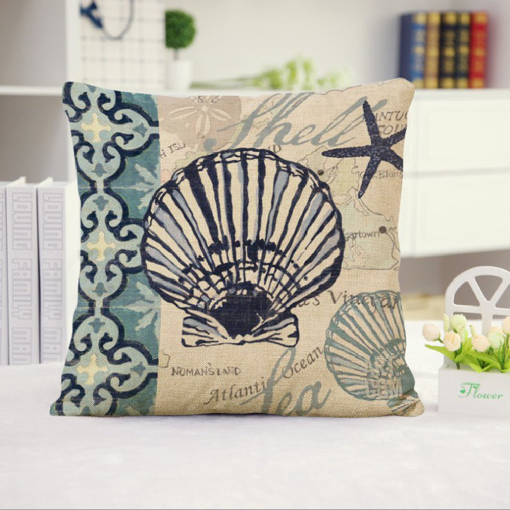 Set of 2 Square Cloth Throw Pillow Covers Ocean themes 18"x18"(With or Without Inserts)