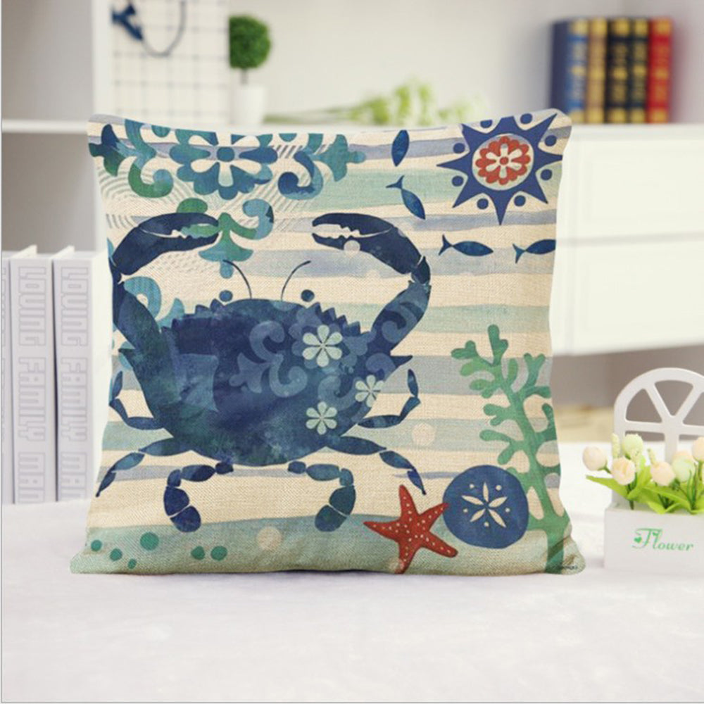 Set of 2 Square Cloth Throw Pillow Covers Ocean themes 18"x18"(With or Without Inserts)