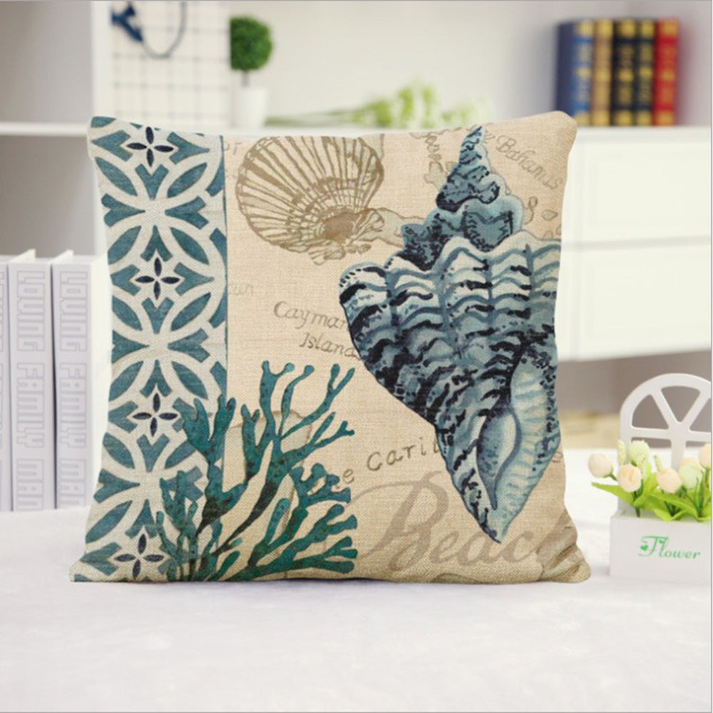 Set of 2 Square Cloth Throw Pillow Covers Ocean themes 18"x18"(With or Without Inserts)