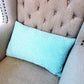 Set of 2 light blue polyester-blend throw pillows covers and inserts 12x20  inch for lumbar support