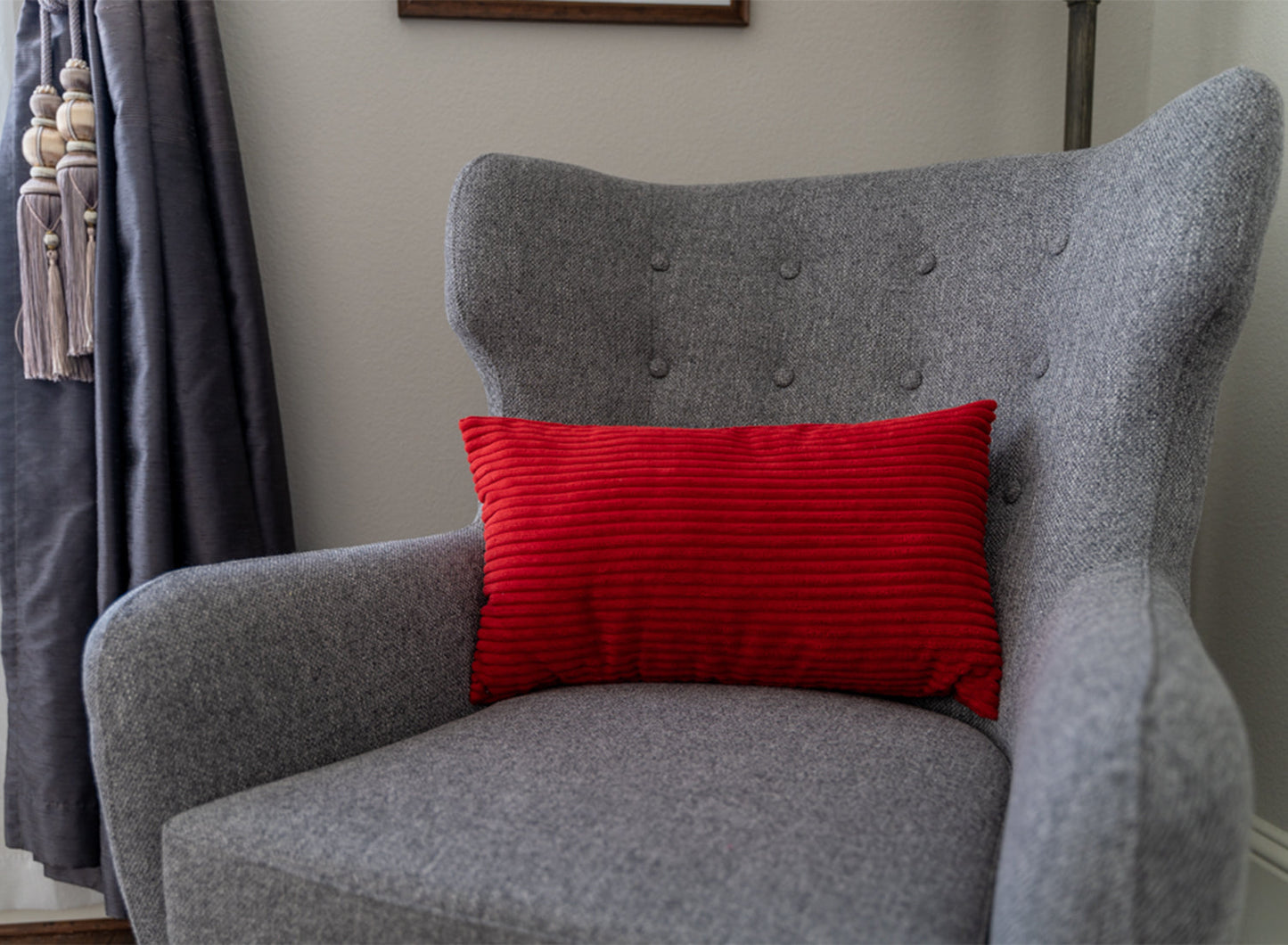 12''x20'' corduroy stripe  lumbar support throw pillow | 10 colors soft textured wide wale design | cozy lumbar & accent pillow | insert included