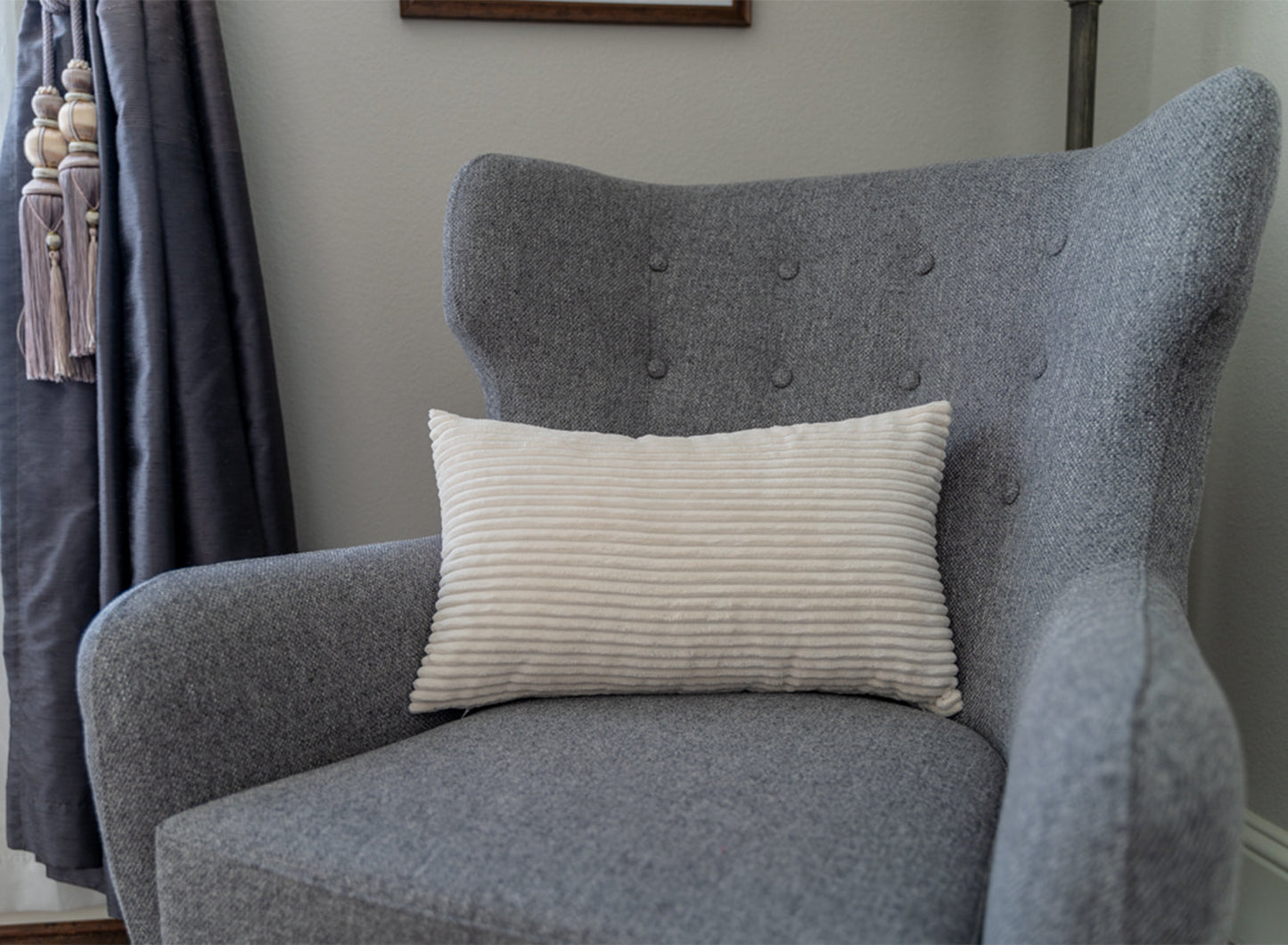 New stripe Pattern Polyester Blend Lumbar Pillow (330g Insert is optional)