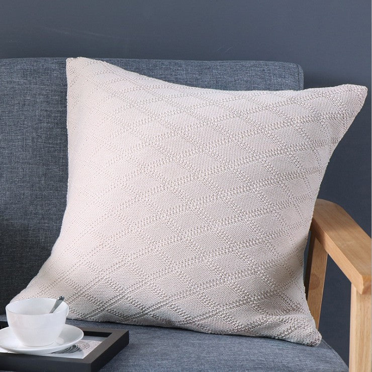 [IN1XZT92 Grey 18''] 18"x18" Geometric Knit Throw Pillow | Textured Diamond Pattern | 5 Neutral Color Options + Insert Sizes