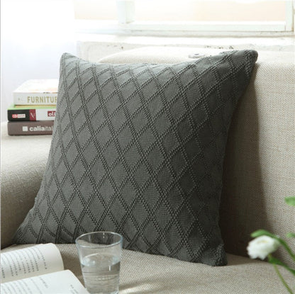 [IN1XZT92 Grey 18''] 18"x18" Geometric Knit Throw Pillow | Textured Diamond Pattern | 5 Neutral Color Options + Insert Sizes
