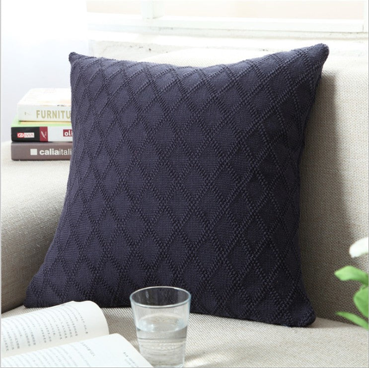 [IN1XZT92 Grey 18''] 18"x18" Geometric Knit Throw Pillow | Textured Diamond Pattern | 5 Neutral Color Options + Insert Sizes