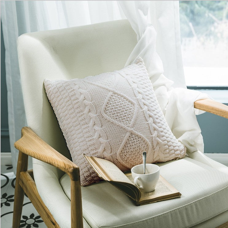 Knitted Cozy Home Decoration Throw Pillow (With or Without 450g Insert) 18"x18"