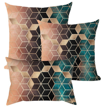 3 size mixed Set of 3 Throw Pillow Covers AND Inserts 1 of 12"x20", 1 of 18"x18", 1 of 20"x20" Brown and green mix geometric