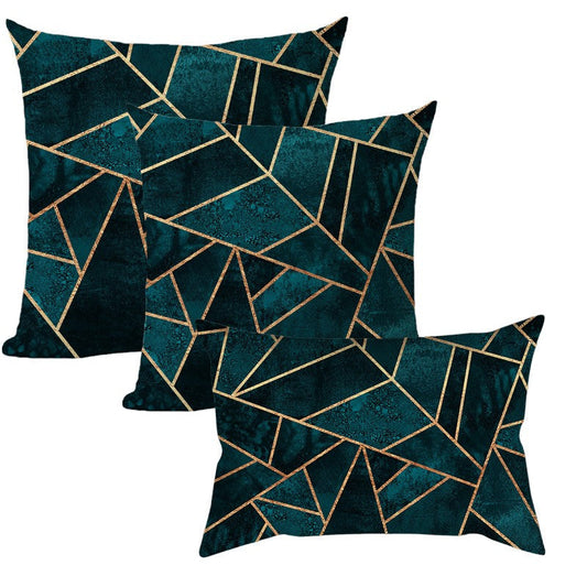 Geometric 3 size mixed Set of 3 Pillow Covers With Inserts 1 of 12"x20", 1 of 18"x18", 1 of 20"x20"